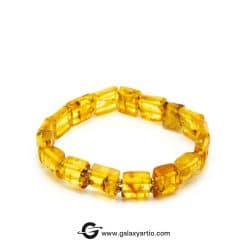 دستبند سان استون کهربا مستطیلی