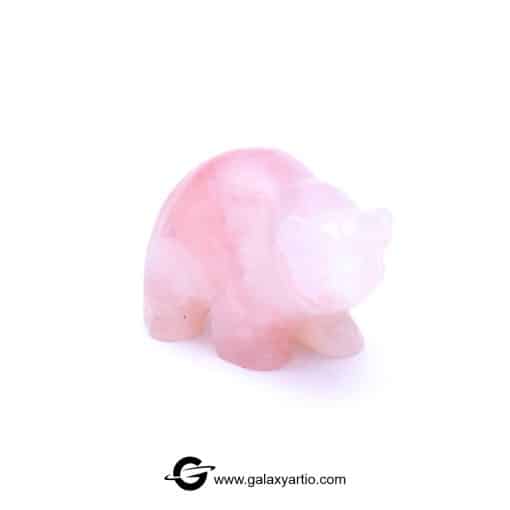 مجسمه تراش دست خرس رُز کوارتز - Image 5