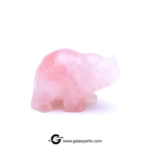 مجسمه تراش دست خرس رُز کوارتز - Image 2
