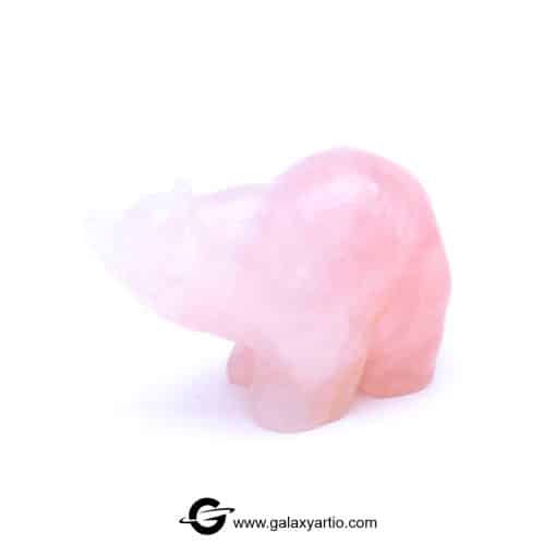 مجسمه تراش دست خرس رُز کوارتز - Image 4