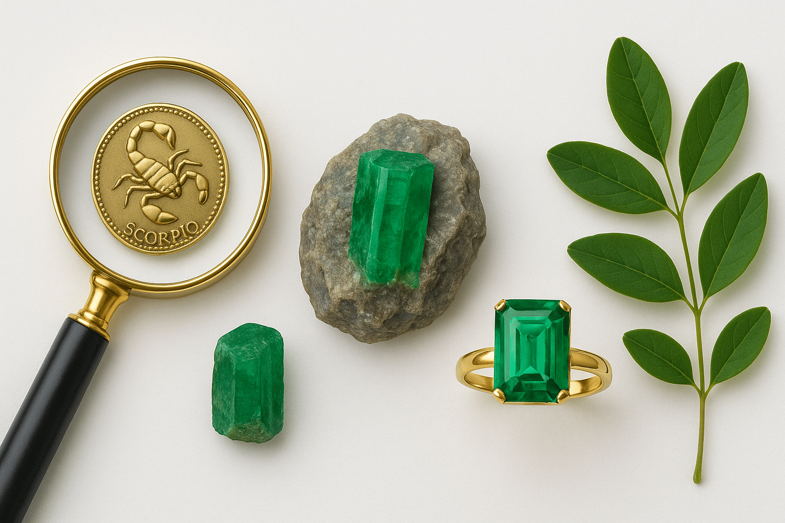 سنگ زمرد سبز طبیعی روی سنگ‌های طبیعت