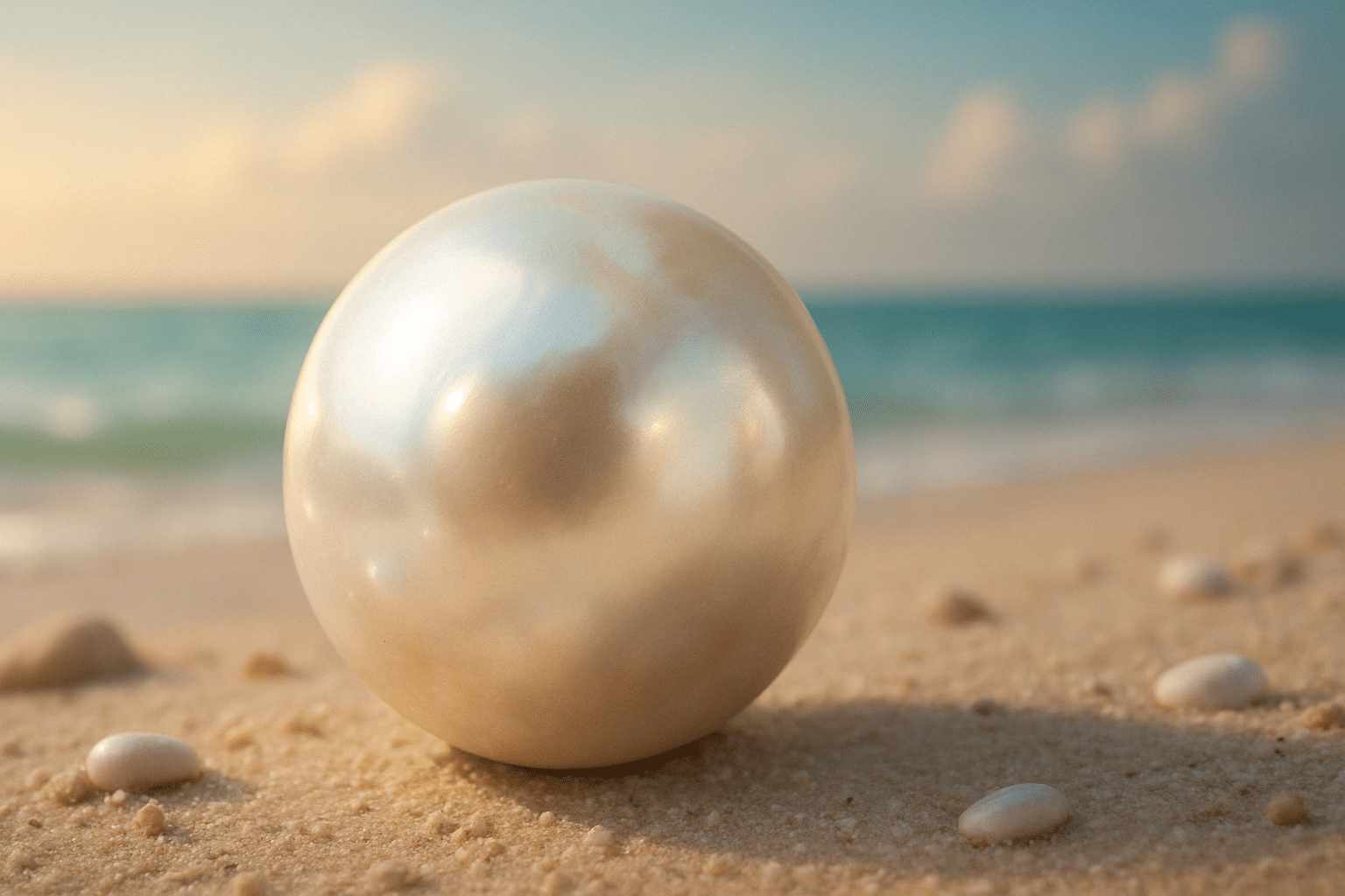 تصویر مروارید سفید طبیعی با درخشندگی صدفی در پس‌زمینه تاریک