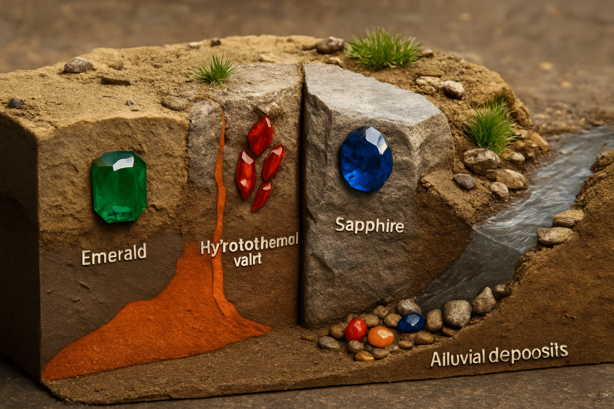 "۱۲ سنگ قیمتی طبیعی از الماس تا آمیتیست به‌صورت تراش‌نخورده"