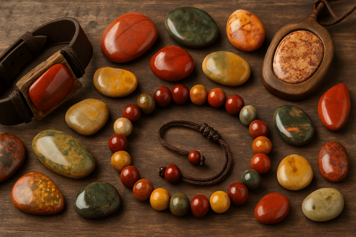 سنگ جاسپر طبیعی برای دستبند هنری و زیورآلات دست‌ساز