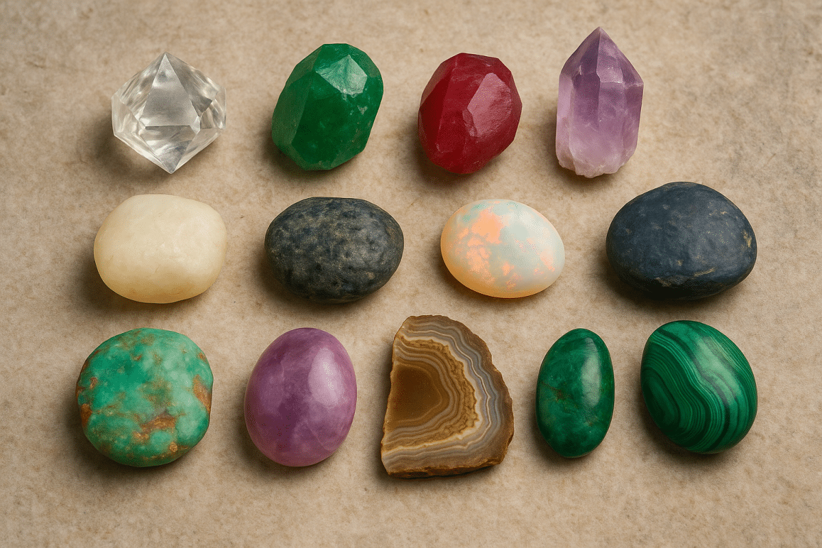 "ساختار بلوری منشوری و مکعبی سنگ‌های قیمتی در طبیعت"