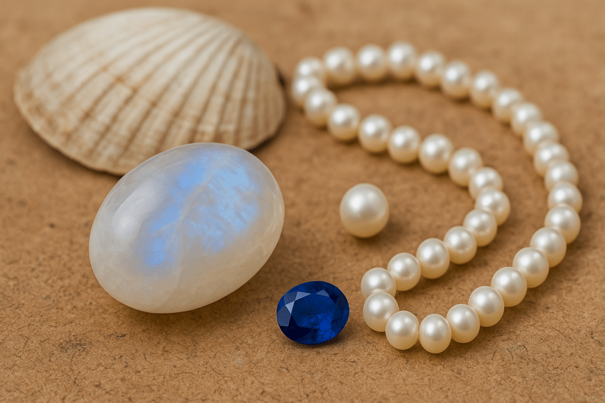 مروارید طبیعی سفید در کنار مون استون، انتخابی عالی برای آرامش روانی متولد تیر