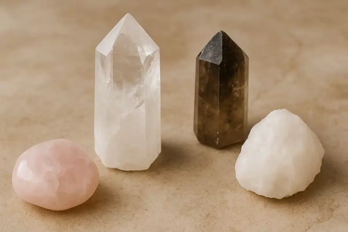 چهار نوع سنگ کریستال کوارتز در کنار هم