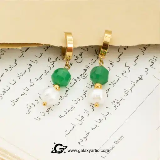 گوشواره سنگ اونتورین و مروارید