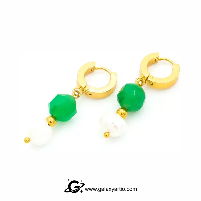 گوشواره سنگ اونتورین و مروارید