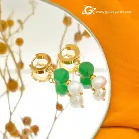 گوشواره سنگ اونتورین و مروارید