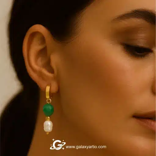 گوشواره سنگ اونتورین و مروارید