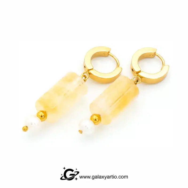 گوشواره سنگ سیترین و مروارید