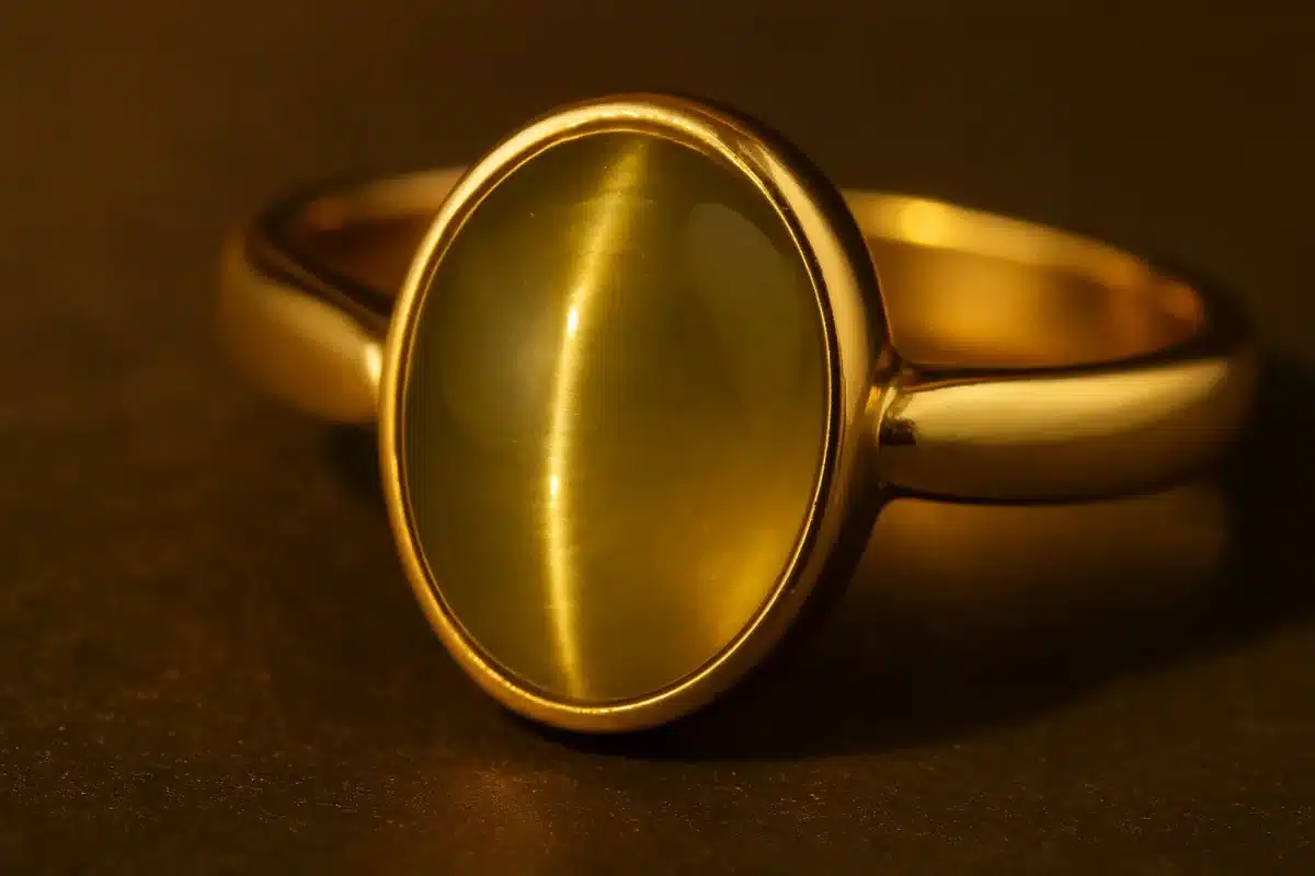 عکس ماکرو سنگ کریزوبریل اصل با خط نوری چشم گربه