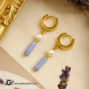 گوشواره سنگ آکوامارین و مروارید