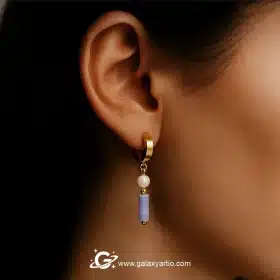 گوشواره سنگ آکوامارین و مروارید