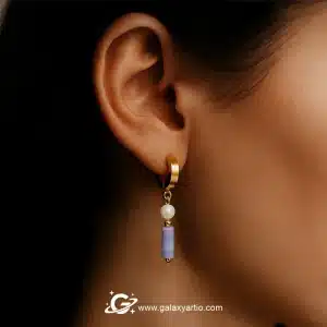 گوشواره سنگ آکوامارین و مروارید