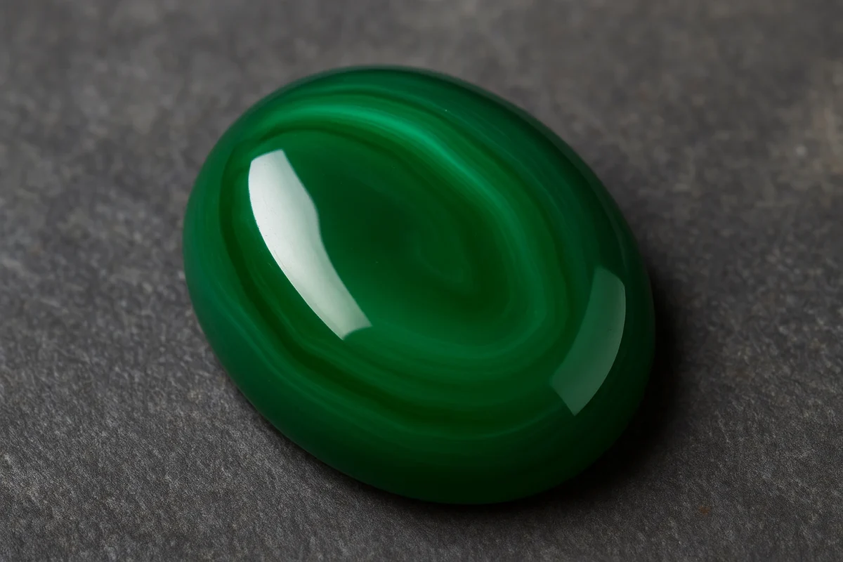 نمای نزدیک از سنگ عقیق سبز طبیعی با رگه‌های زیبا