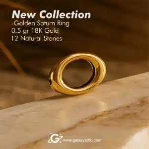 حلقه دور زحل طلای 18 عیار