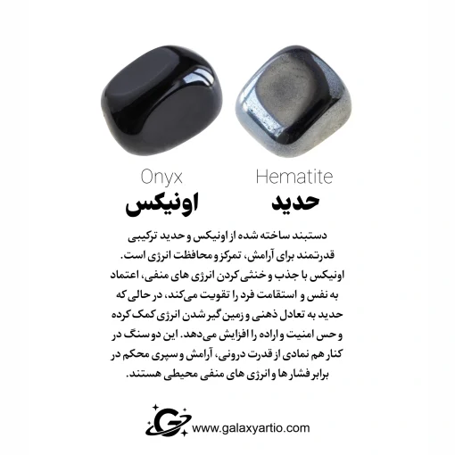 دستبند ریونور ترکیب سنگ های اونکیس و حدید