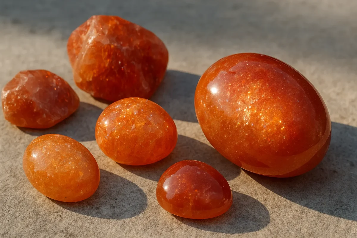 سنگ سان استون در رنگ‌های متنوع از نارنجی تا قرمز