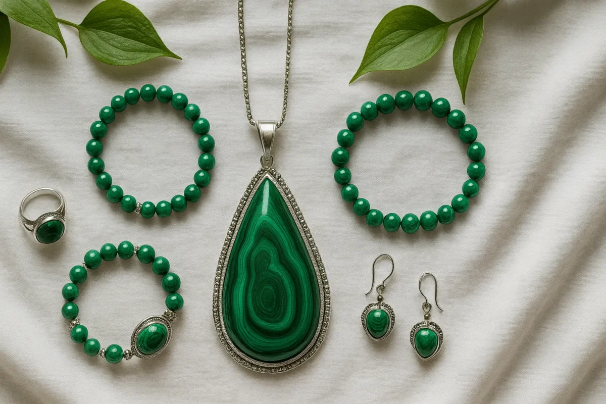 زیورآلات دستساز با سنگ سبز مالاکیت و تأکید بر خواص سنگ مالاکیت