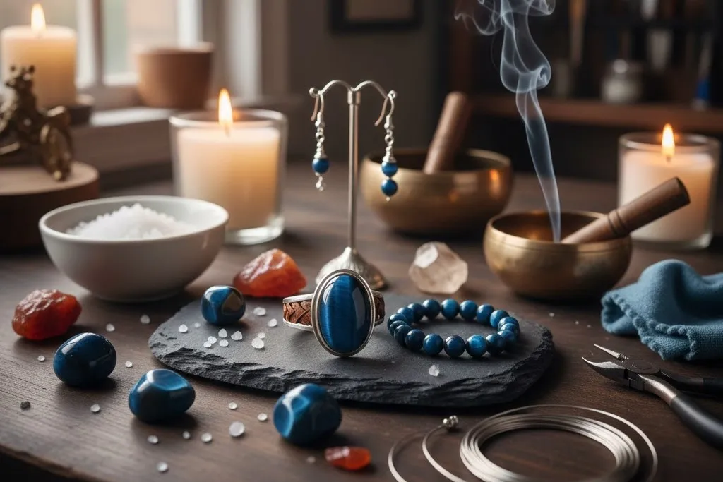 زیورآلات دستساز با سنگ چشم ببر آبی