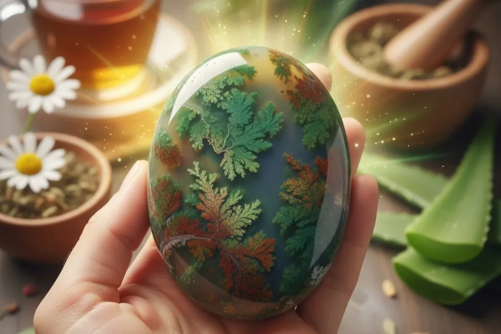 سنگ عقیق خزهای صیقلی و صاف با رگههای طبیعی