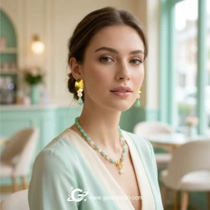گوشواره و گردنبند سنگی پاستل