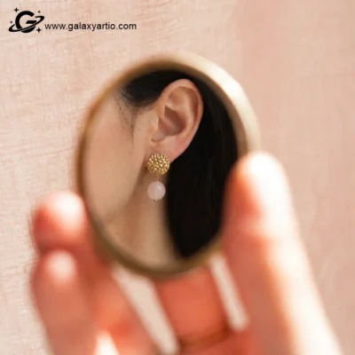 گوشواره سنگ رز کوارتز