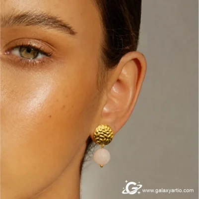 گوشواره سنگ رز کوارتز